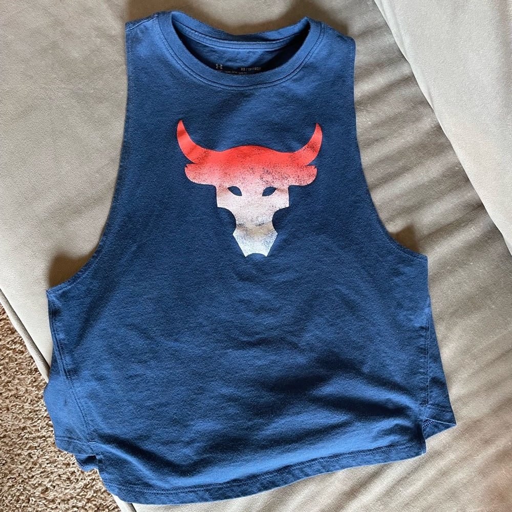 Project Rock Under Armour Blue Logo Cutoff XS
